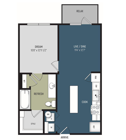 a floor plan of a 403 sq ft floor plan with roommates